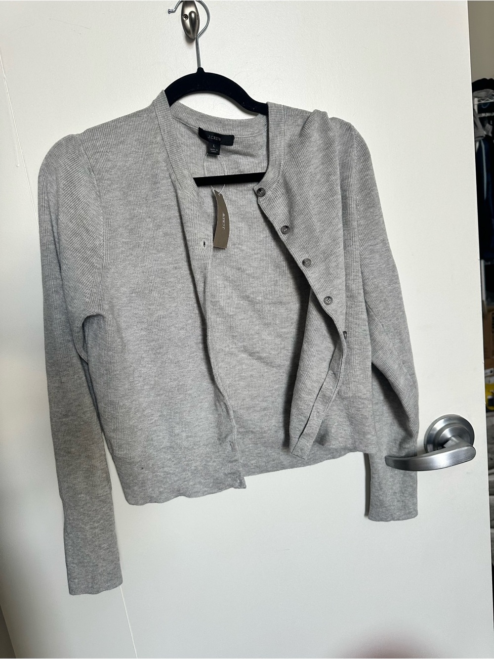 J.Crew Light Gray Button-Front Cardigan